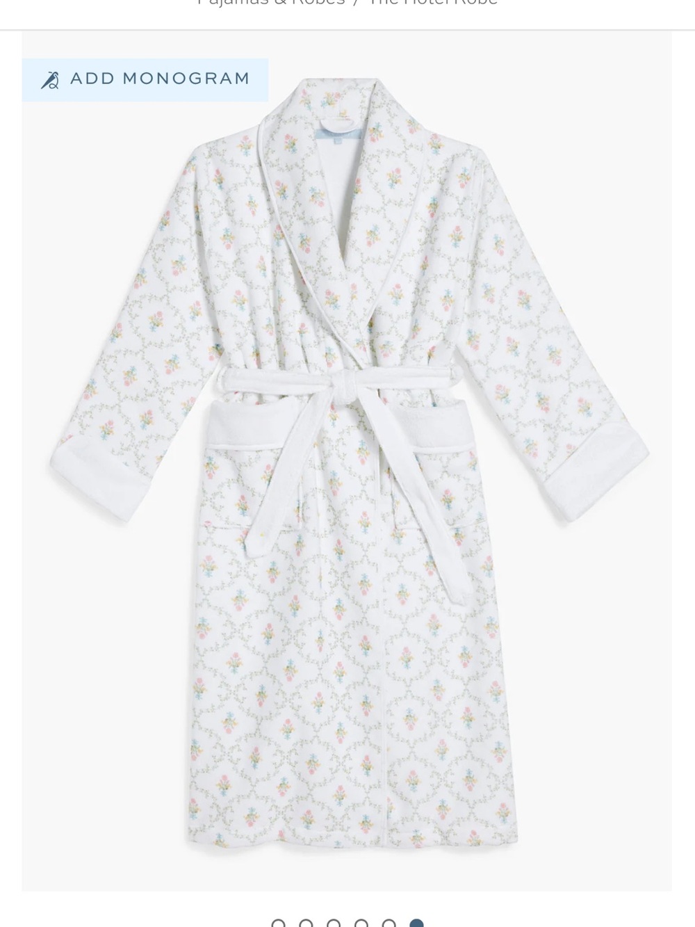 Hill House Pastel Trellis 100% Cotton Hotel Robe Hillhouse Floral Print Small SM